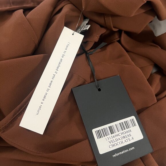Reformation Velda Dress Brown - Size 8 - Picture 3 of 7